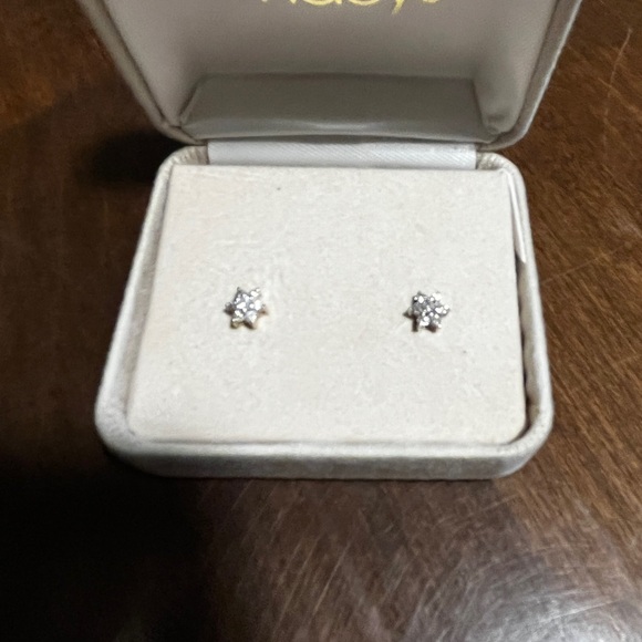 Delicate Diamond Yellow Gold Snowflake Earrings From Macy’s - Picture 3 of 4